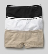 Calvin Klein Underwear seamless hipster. A comfortable seamless hipster logo and stripe detail on waistband. Cotton gusset.