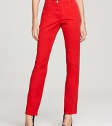 A vivid pair of jeans like these BASLER red stretch denim pair incorporate new-season color into your bottom line, whether worn at the office with a tweed blazer or on the dancefloor with a sparkling tank.