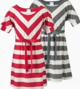 She'll show off her sunny style with this striped cuffed-sleeve dress from Roxy.