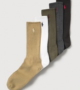 Polo Ralph Lauren Men's traditional crew cotton socks have a touch of stretch for a comfortable fit. Detailed with Polo player embroidery.