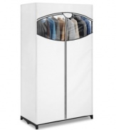Instant closet space! The extra strong and durable wide frame houses an entire wardrobe, keeping it safe from dust and other elements in a breathable fabric cover with easy-access zipper and see-thru window.