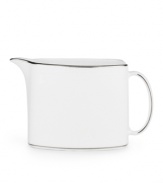 Express the best of taste at the table. Lustrous banded details add a crisp, clean finish to the white china creamer.