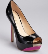 Covetable and color blocked--these glossy platform pumps from Enzo Angiolini showcase the prettiest colors of the season.