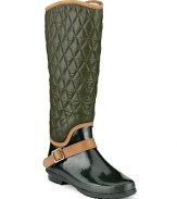 Rain, rain, come and stay. We want to splash around in these quilted rain boots, finished with a chic strap. By Sperry Top-Sider.