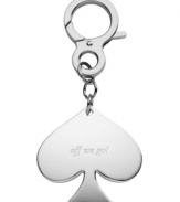 Engraved with off we go, the silver-plated Silver Street key chain will get you in and out with the impeccable style of kate spade new york. A fabulous gift!
