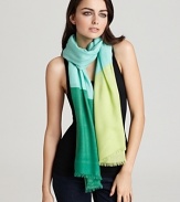 Carry the colorblock trend over to your accessories with this beautiful wool scarf from Echo.