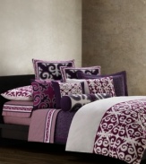 Inspired by Suzani textiles, this Sumatra pillowcase features a pure white tiling pattern over bold magenta. This antique design in its vivid color palette offers exceptional style for modern and traditional bedrooms alike.