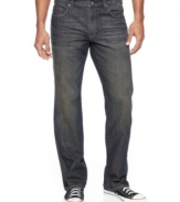 Get a leg up on hip denim style with these dusty wash jeans from American Rag.