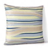 Sunny colors pieced together in fine waving bands on this DIANE von FURSTENBERG decorative pillow brings a charming, handcrafted look to your space.