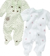 You'll want to snuggle up with your sweetie when she's wearing one of these footed coveralls from Little Me.