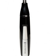 Comfortably cut hair that grows in your most sensitive areas with this Remington trimmer. The gentle blade system reaches the areas where most razors wouldn't dare go, eliminating unwanted whiskers in your nose, ears and brow so you can feel fresh and clean all over. Two-year limited warranty. Model NE3550XLP.