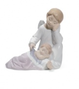 A little piece of heaven, Lladro's guardian angel figurine will watch over your little one with quiet grace. A special gift for new parents.