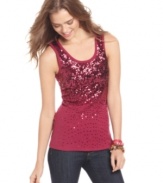 Sugar & Spice's racerback tank is a closet-staple that is perfect for date night. For a sophisticated outfit, pair it with a structured blazer and flare leg jeans.