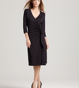 Styled to create a supremely flattering silhouette, this BASLER wrap-effect dress sweeps to one side, finishing in chic ruching with a stylish sash.