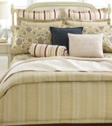 Lauren by Ralph Lauren's Marrakesh comforter features an intricate Moroccan-inspired pattern and vertical stripes in a jacquard weave for an elegant air.
