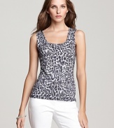 Elevate your top collection with this BASLER leopard print tank, perfect for punctuating chic monochromatic looks.