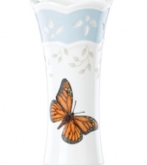 Spring is perpetually in season with whimsical Butterfly Meadow giftware. Pretty butterfly and floral motifs grace small white vases with an elegant flare and charming scalloped edge. Qualifies for Rebate