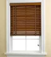 Give your room a natural look of sophistication. Featuring wide ladder strings and generous 2 panels, these bamboo wood blinds make over any space with distinction. Includes wand control that adjusts blinds to the angle you desire and string functionality to adjust height. Also includes valance.