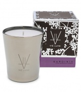 Experience the scent of white gardenia, karo karounde blossoms, crisp amaryllis and mediterranean cypress leaves. Created from all-natural beeswax combined with unique botanical waxes and the rarest and most seductive fine fragrance oils from around the world. Presented in nickel-finished glass. 60-hour burn time. 8 oz. 