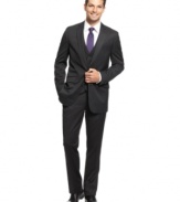 Something you can get vested in-cool classic style and polish in this three-piece suit from Kenneth Cole Reaction.