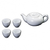 A ready to use tea set that includes a teapot with lid and 4 teacups. Dishwasher and microwave safe.