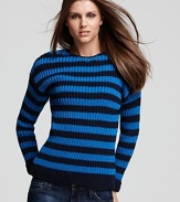 Show your stripes in this VINCE CAMUTO sweater, textured in a ribbed knit and perfect for completing your off-duty look.