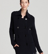 Lend luxe appeal to your layers with this DKNY sweater coat, boasting a double-breasted silhouette for a regal finish.
