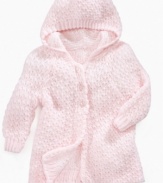 A delicate touch. Finish her outfit off with a dollop a sweetness in this dainty hooded cardigan from First Impressions.