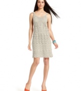 Tiers of lace-like crochet give this petite INC dress its casual-chic vibe--easy to accessorize and made for sunny summer days!