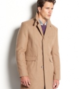 Perfect for a night on the town, this stylish Kenneth Cole wool-blend walking coat was made for showing off.
