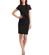 THE LOOKShort sleevesPrincess seamsSeamed waistFront sash with buckle forms a bowBack zipperTHE FITAbout 38 from shoulder to hemTHE MATERIALVirgin woolFully linedCARE & ORIGINDry cleanImportedModel shown is 5'10 (177cm) wearing US size 4. 
