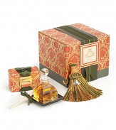 Three unique products in a custom-designed elegant gift box wrapped in paper that reflects each fragrance. Enjoy a trio of our most popular products, wrapped and ready to give. Includes TasselAire (6 oz.), PetiteEssence (1.7 oz.) with mirrored tray, and Luxury Bath Bar (8.2 oz.). An elegant present for you or your family and friends, the Gift Suite box is wrapped in custom-designed gold foil-stamped paper symbolizing Bitter Orange. 