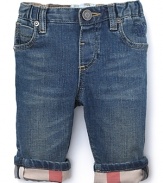 Stylishly laid-back little ones will look darling in these denim trousers from Burberry.