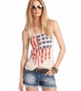 Let 'em know you heart the U.S.A: American Rag's flag-print tank shows off national pride with a touch of rock n' roll style.