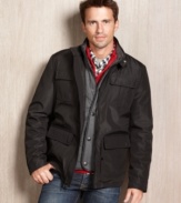 Keep it together in the chilly weather with this Kenneth Cole Reaction coat with attached bib and double closure.