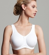 This underwire sports bra features advanced moisture management fabric and thick straps for extra support. Hook and eye closure. Style #855170