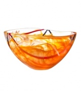 With a fiery orange haze and hand-applied bands of eye-catching color, each Contrast bowl from Kosta Boda is completely unique. A simple shape showcases each stroke and swirl with bold artistry.