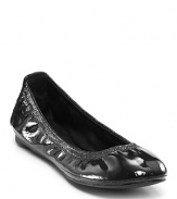 Shiny, chic little flats are comfortable and flexible, with elastic sides for ease. By Tory Burch.