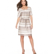 NY Collection's sweater dress is just right for spring: the relaxed fit and perky zigzag-patterned knit feel fresh!