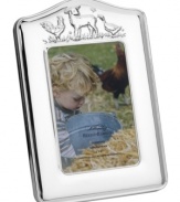 Embossed with baby animals, the Farmyard Friends picture frame gets toddlers acquainted with the world around them and, in fine silver plate, is something parents can appreciate too. Based on the animals in Colonial Williamsburg's Rare Breeds program.