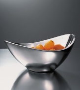 Graceful, imaginative, award-winning contemporary design distinguishes Nambé gifts and collectibles. Each item is designed by an artist as a personal expression of balance in form, beauty in materials, and precise function. The exquisitely simple 9(tm)/ 1 Qt. butterfly bowl is cleanly styled of polished cast metal in an asymmetrical and contemporary shape.