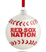 Bring year-round cheer to Red Sox Nation with the MLB baseball ornament from Kurt Adler. It's a guaranteed hit with Boston fans in red and white glass.