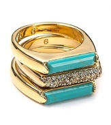 Work Southwestern flair into your accessory collection with MICHAEL Michael Kors' turquoise and pavé rings. Wear them day and night--the Santa Fe-inspired stack loves both denim and LBDs.
