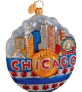 Get a feel for Christmas in Chicago with an ornament celebrating the city's famous skyline. A dazzling display in mouth-blown, hand-painted glass from Christopher Radko.