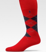 Rib-textured in a classic argyle pattern with embroidered signature polo detail. Calf length Nylon/cotton/spandex/polyester/rubber Machine wash Imported
