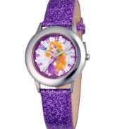 Let your hair down with this glittery watch from Disney! Featuring a Rapunzel graphic and glitz accents at the dial.