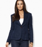 A chic basket weave lends elegance to this Lauren by Ralph Lauren single-button jacket, designed for season-spanning style in lightweight linen.