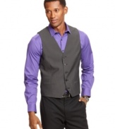 Get a little fancy with stripes and this handsome slim-fit vest from Alfani Red.