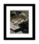 A must-see, the Theater Critic still life focuses on a folded newspaper, old-fashioned typewriter and set of handsome specs. Perfect for the home office or media room, with a black frame from Lauren Ralph Lauren.