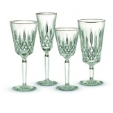 The overwhelming popularity of Waterford's Lismore collection has inspired the addition of several variations, including Lismore Platinum. The worlds most popular crystal pattern, named for Count Waterfords 12th-century Lismore Castle. Shown left to right: goblet, flute, wine, iced beverage.